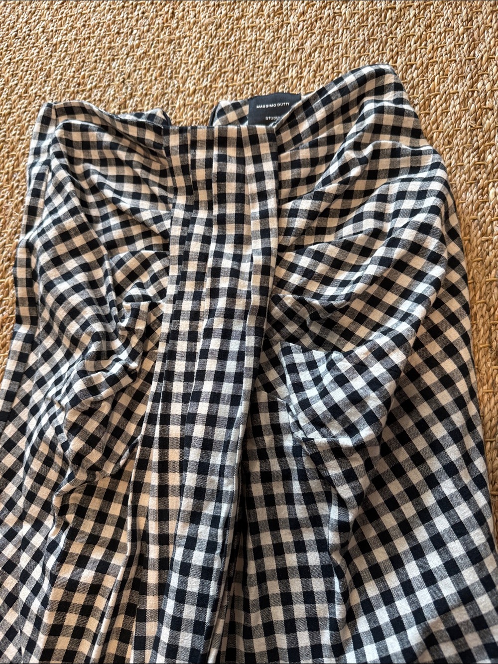 Massimo Dutti Black and White Gingham Midi Skirt - Picture 3 of 5